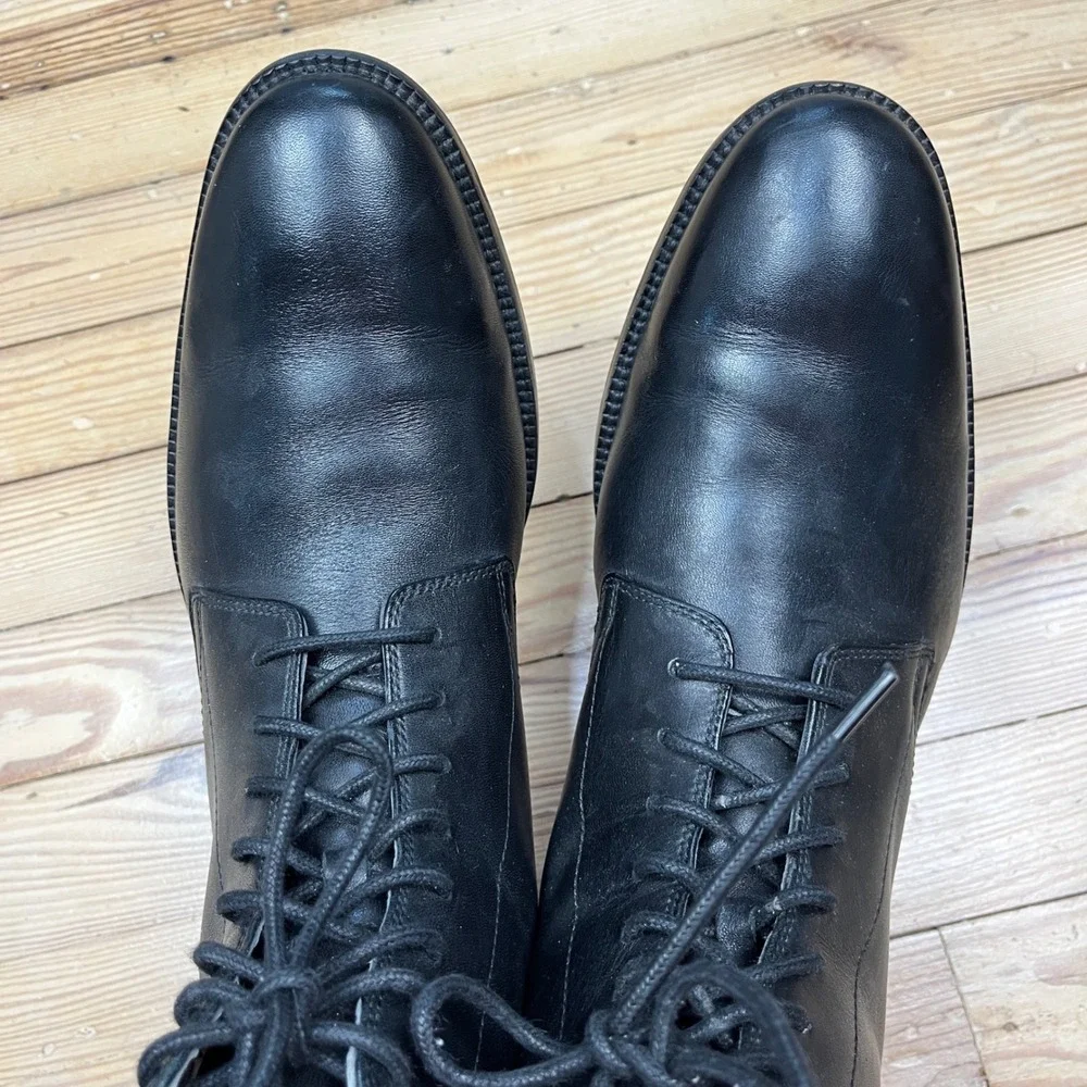 Cole Haan Mens Black Leather Lace Up Boots C11829 Size 9.5 Dress Boot preppy